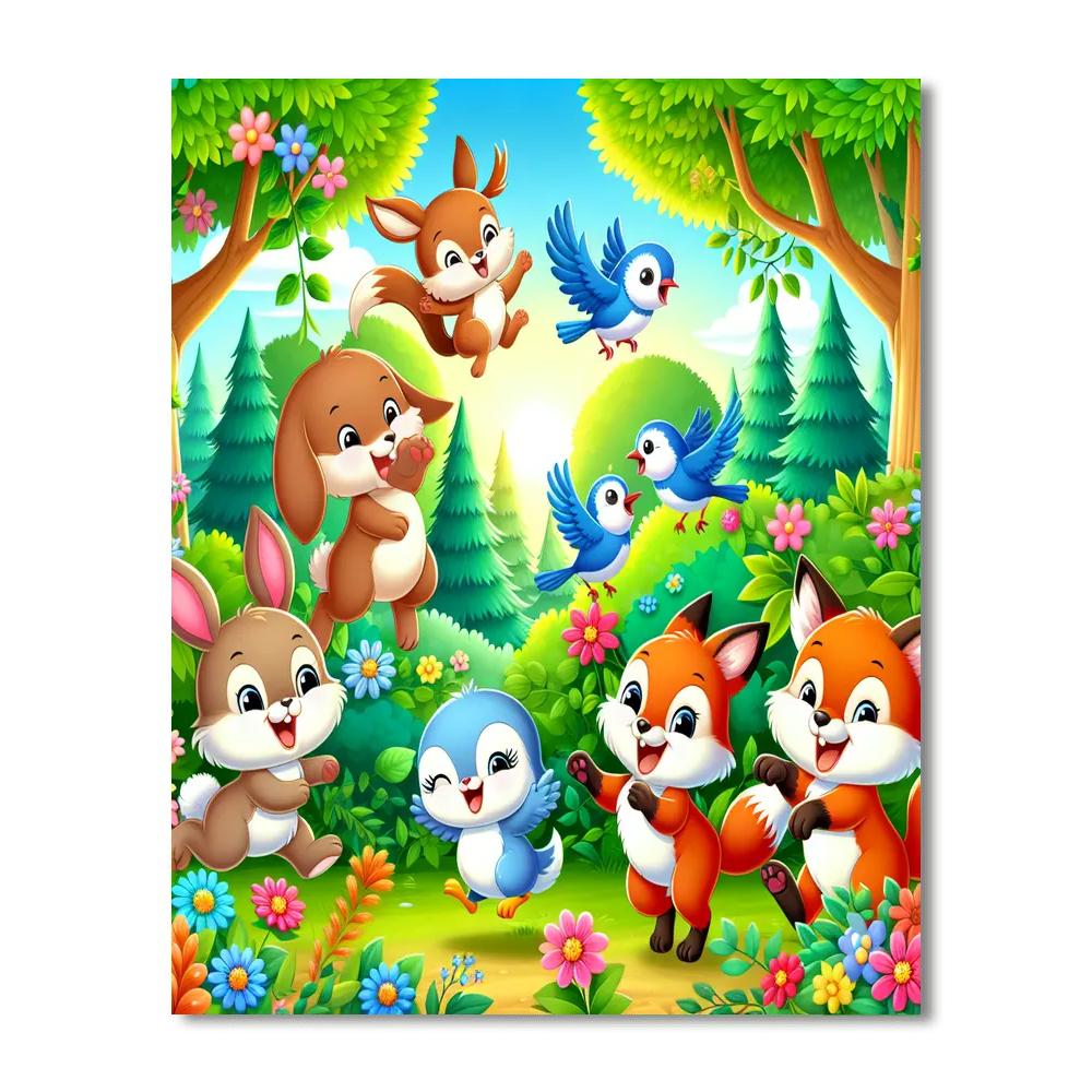 Cuddly Creatures In The Woods DIY Paint By Numbers