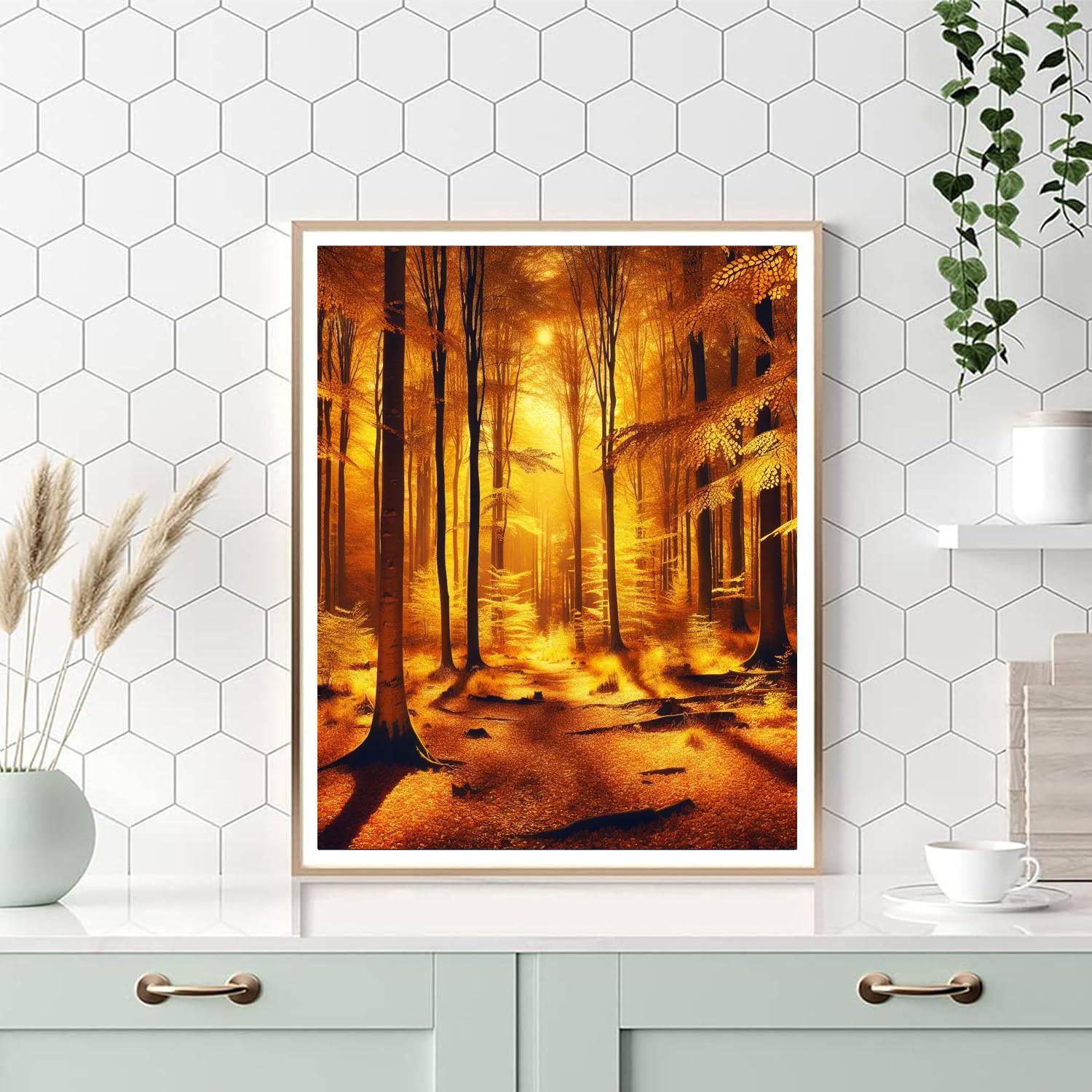 Golden Forest Retreat Paint By Numbers Art