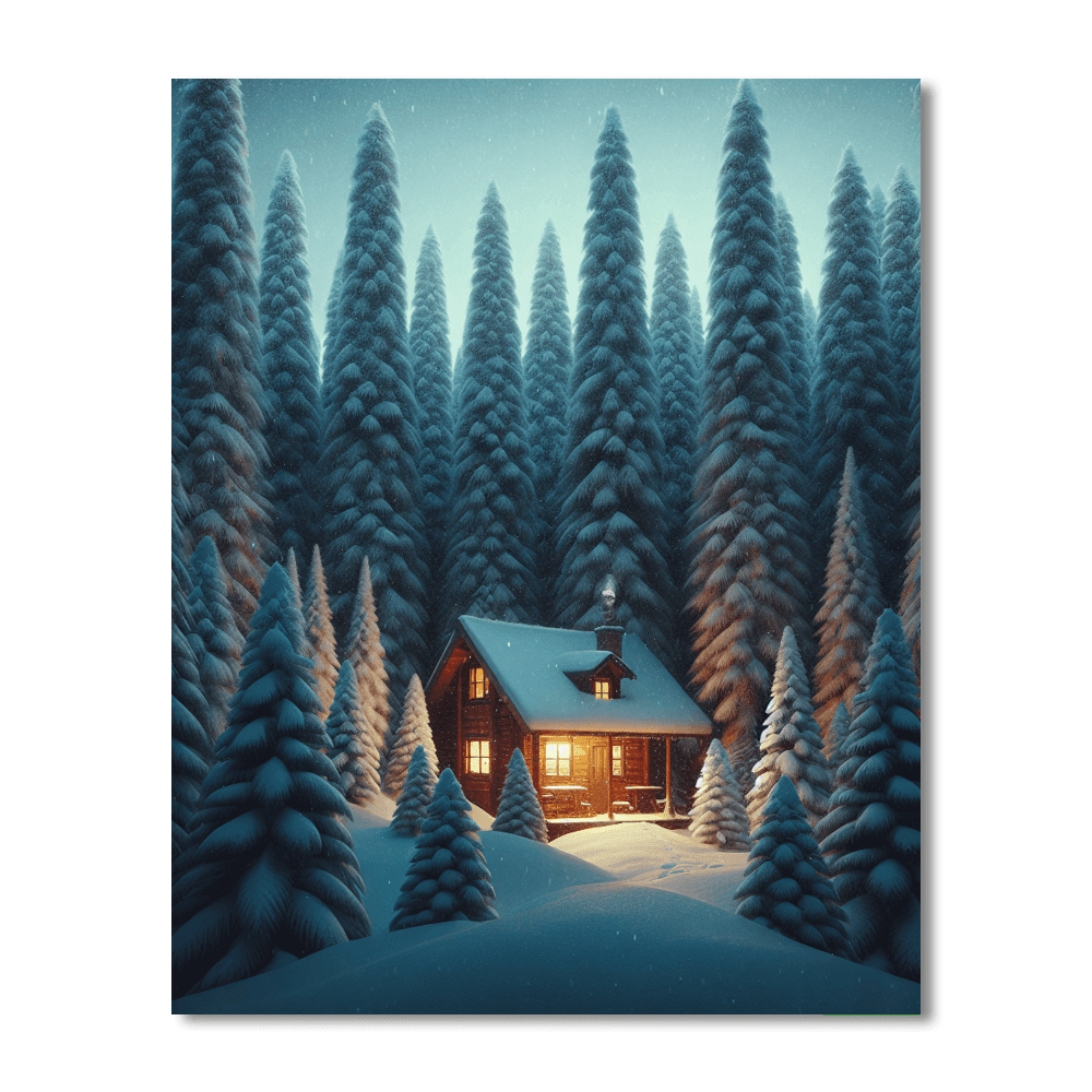 Winter Wonderland Cabin Painting Number Kit