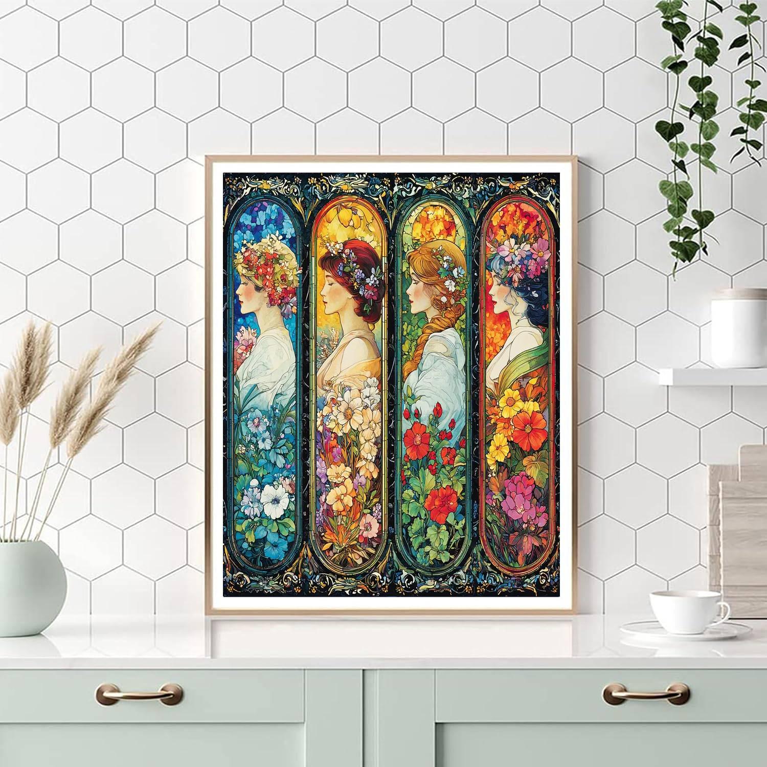 Alphonse Mucha Inspired Seasonal Serenade  Painting Number Kit