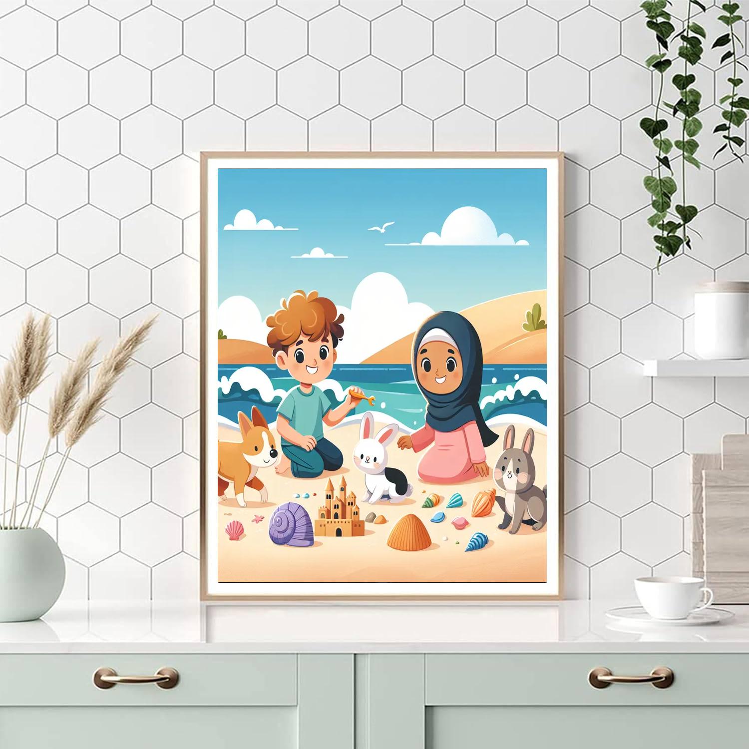 Sunny Seashell Beach Day Paint By Numbers