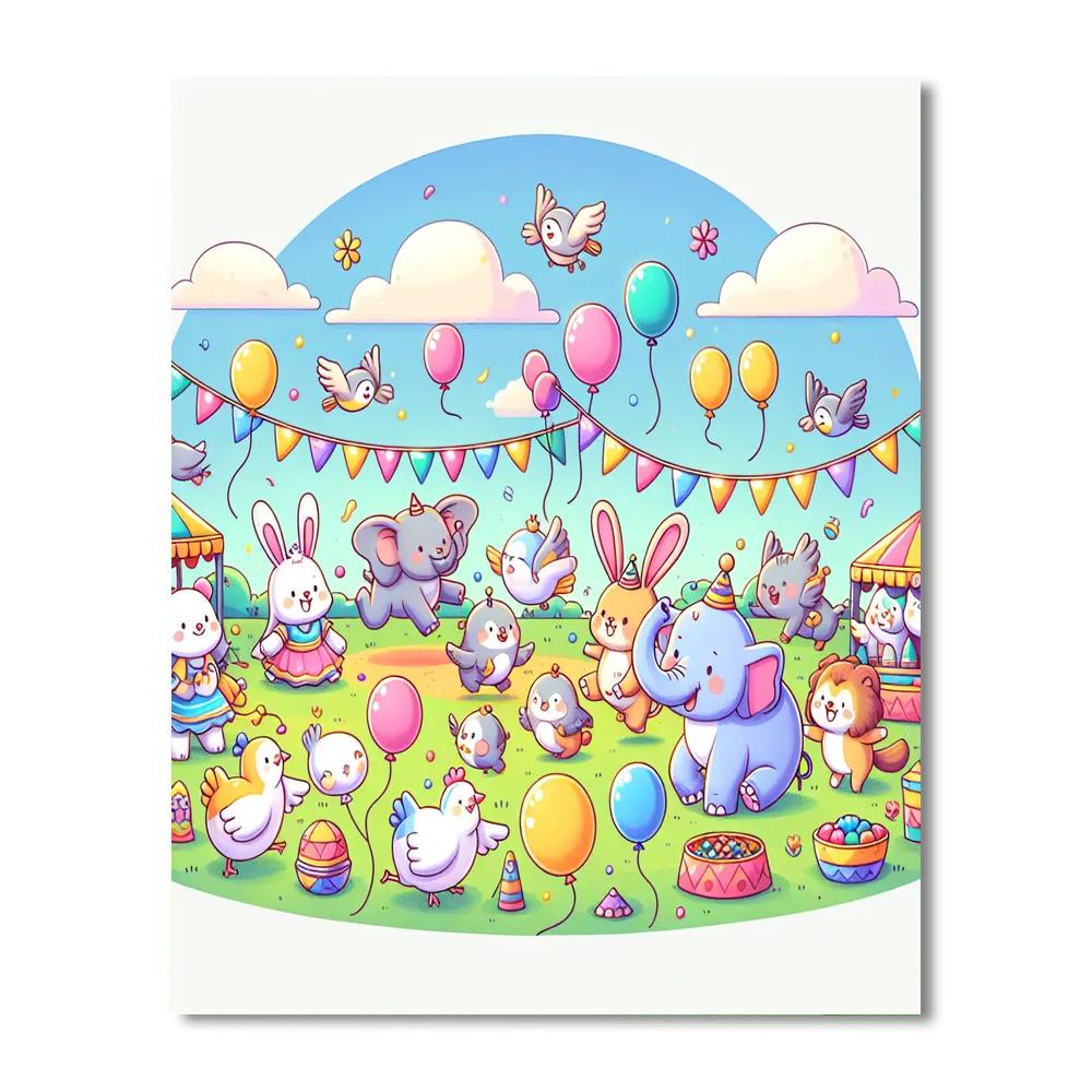 Cheerful Animal Festival Paint By Numbers Art