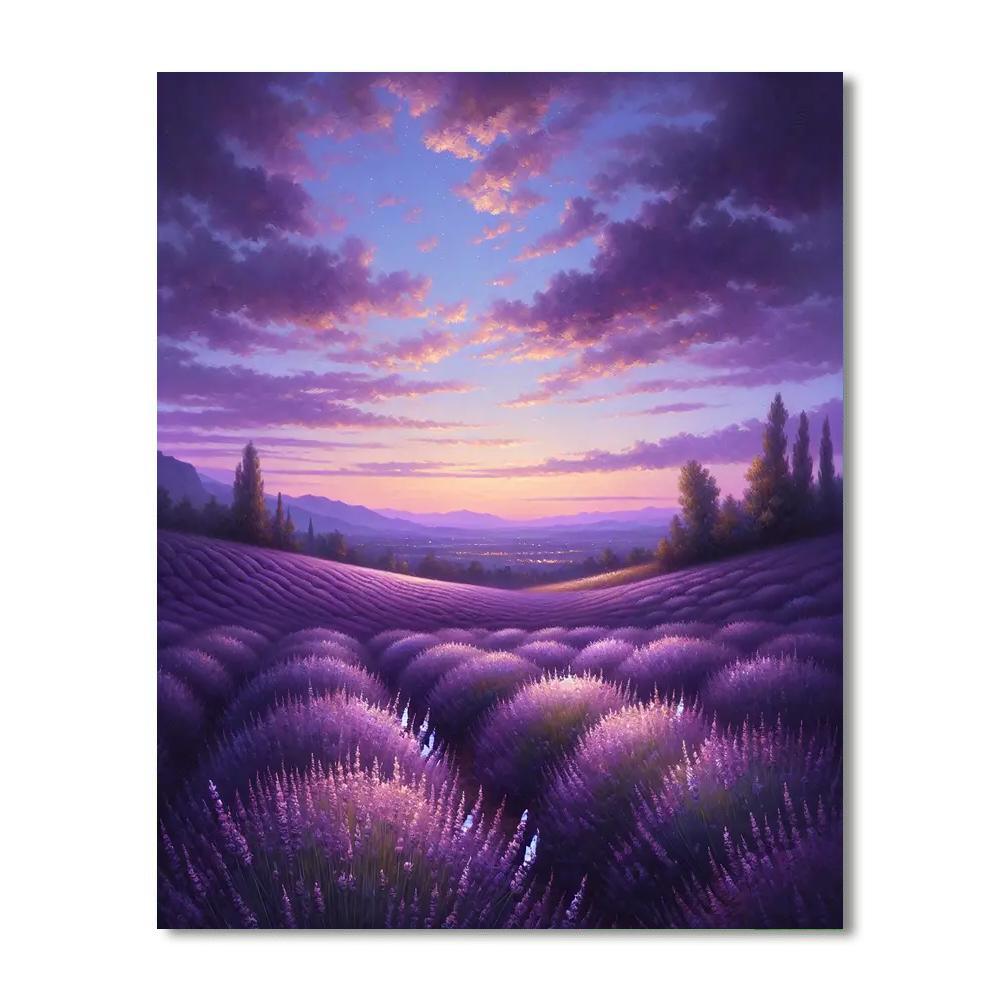 Peaceful Lavender Fields At Dusk Numbered Painting Kits