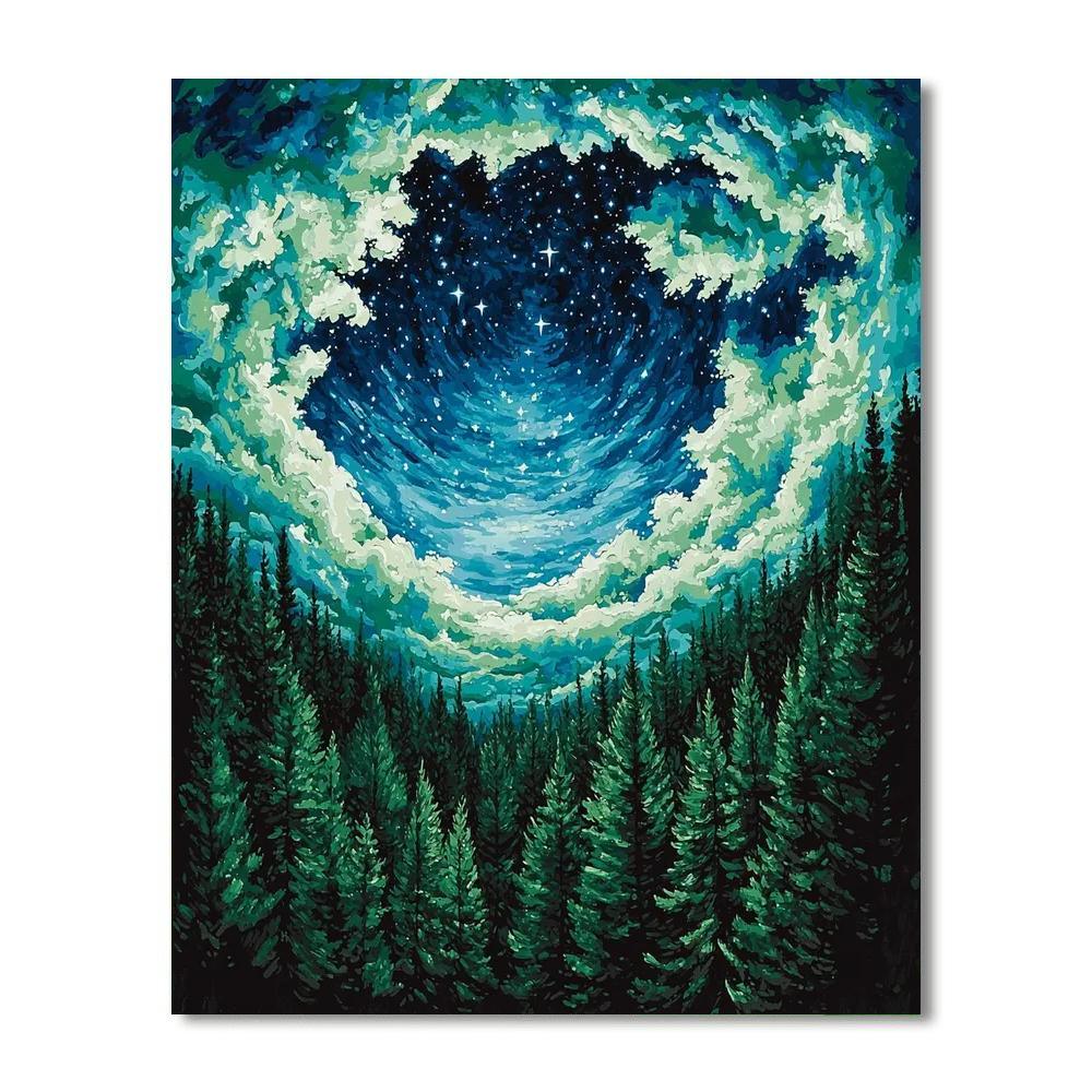 René Magritte Inspired Celestial Forest Canopy  Painting By Numbers Kit