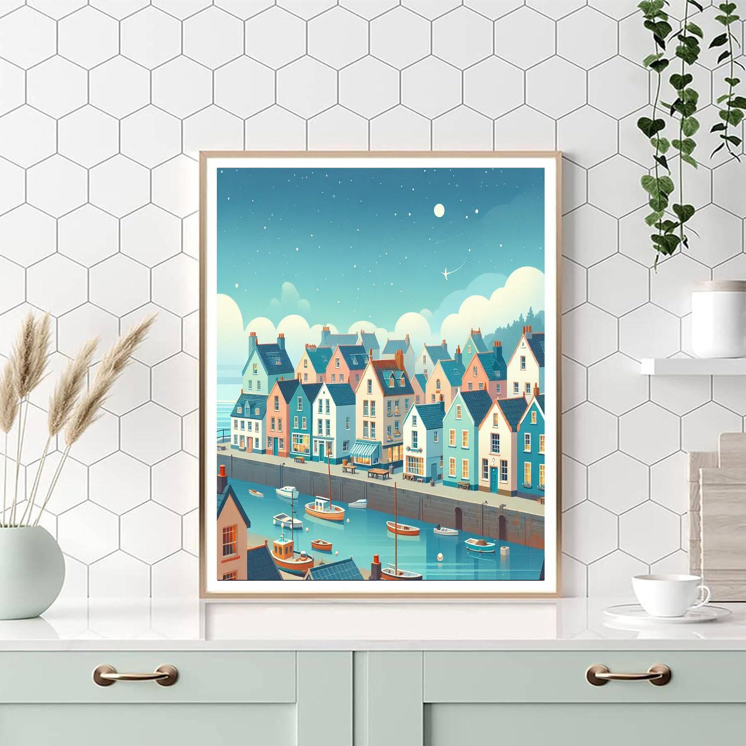 Historic Coastal Town DIY Paint By Numbers