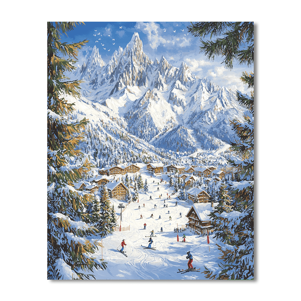 Ski Resort In Chamonix Paint By Numbers Kits