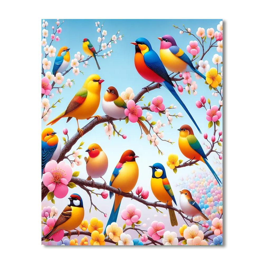 Colorful Bird Symphony Paint By Numbers Art