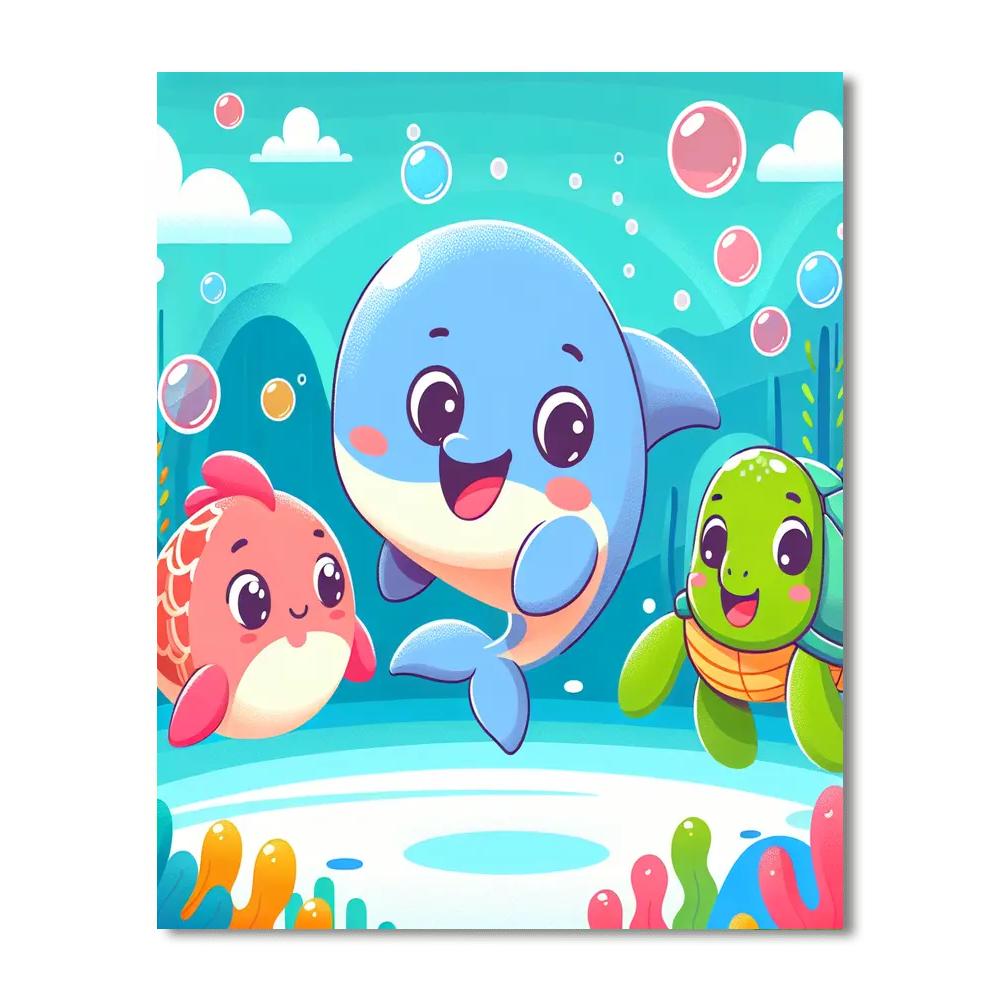 Happy Underwater Friends Number Painting