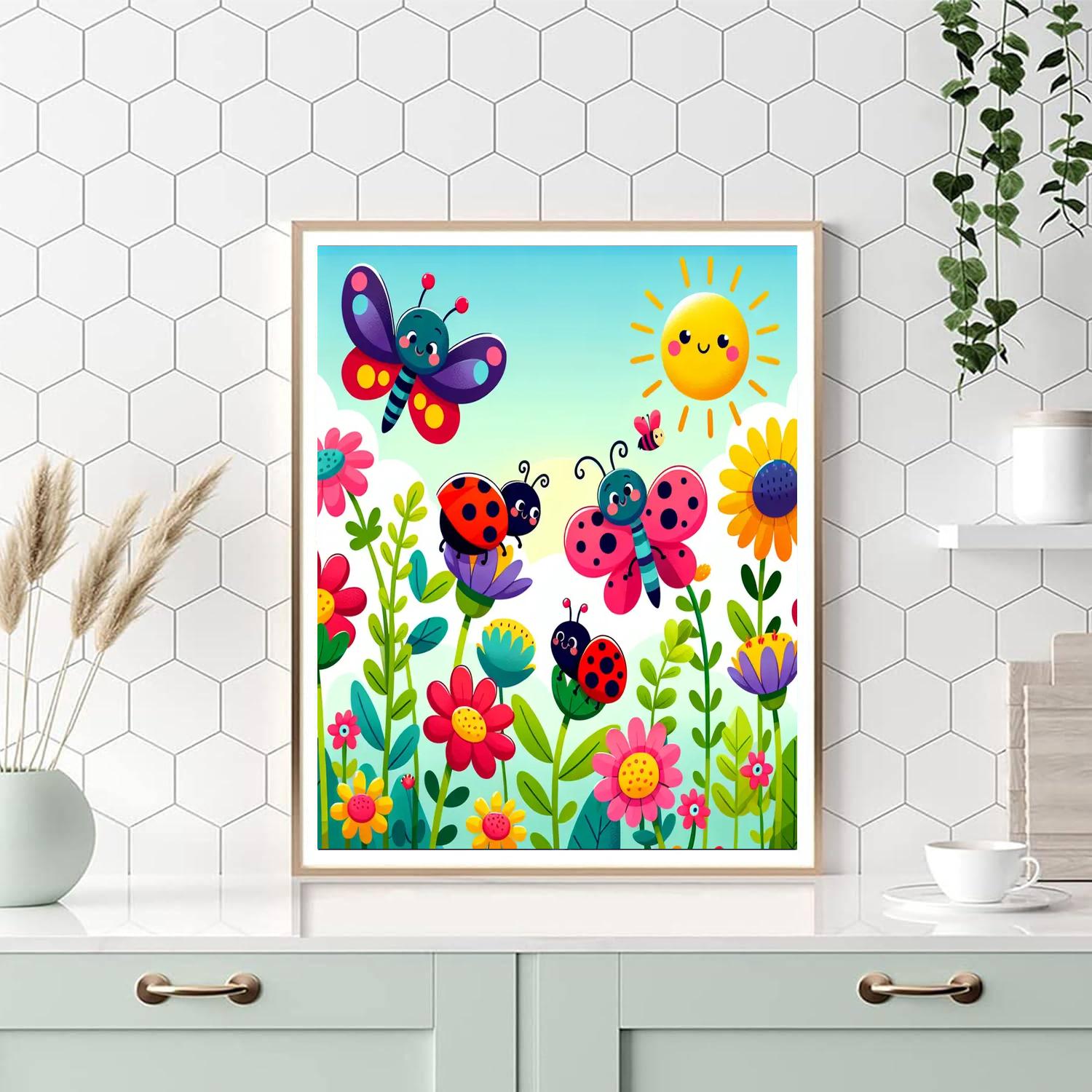 Bright Bugs And Blossoms Paint By Numbers