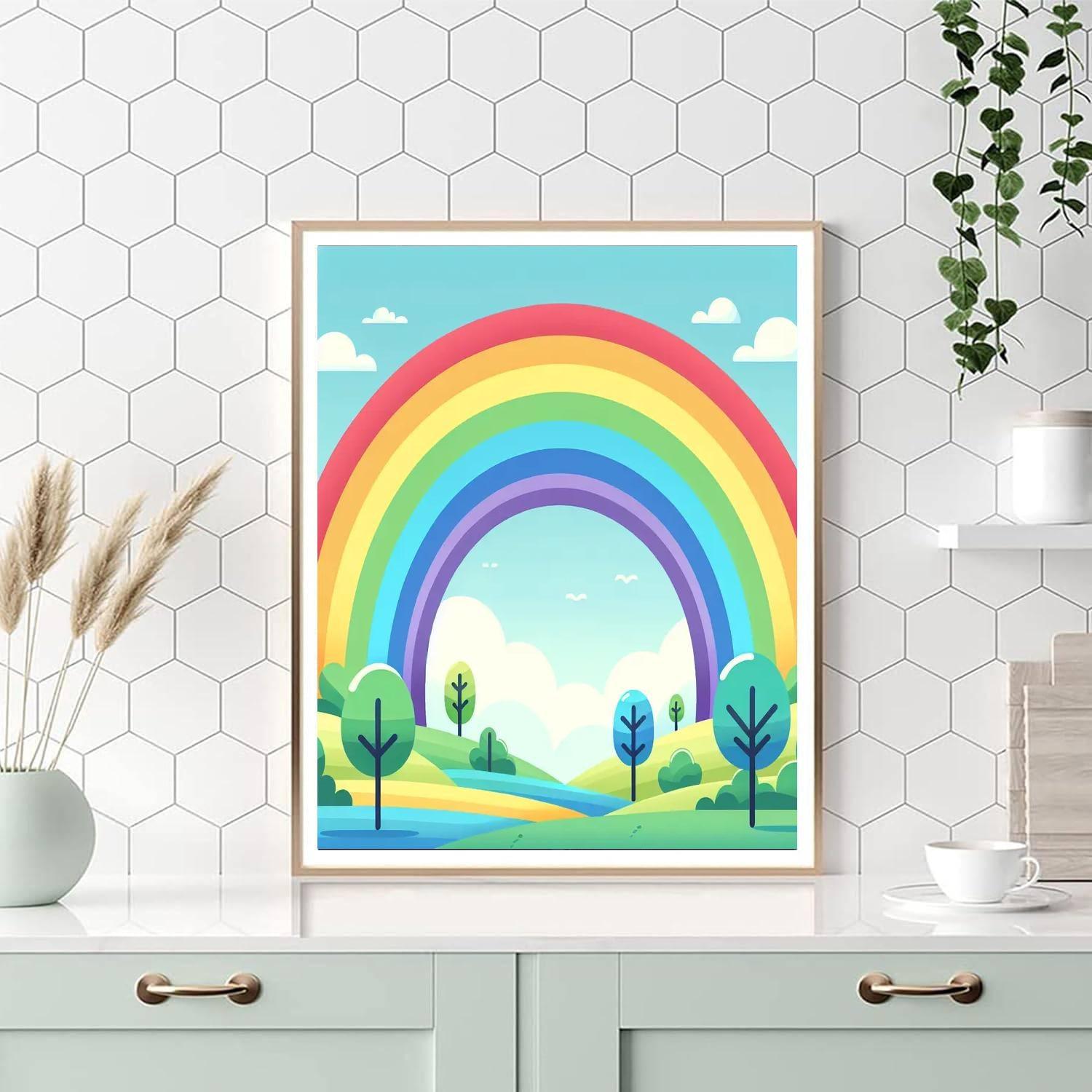 Radiant Rainbow Reflection Number Painting