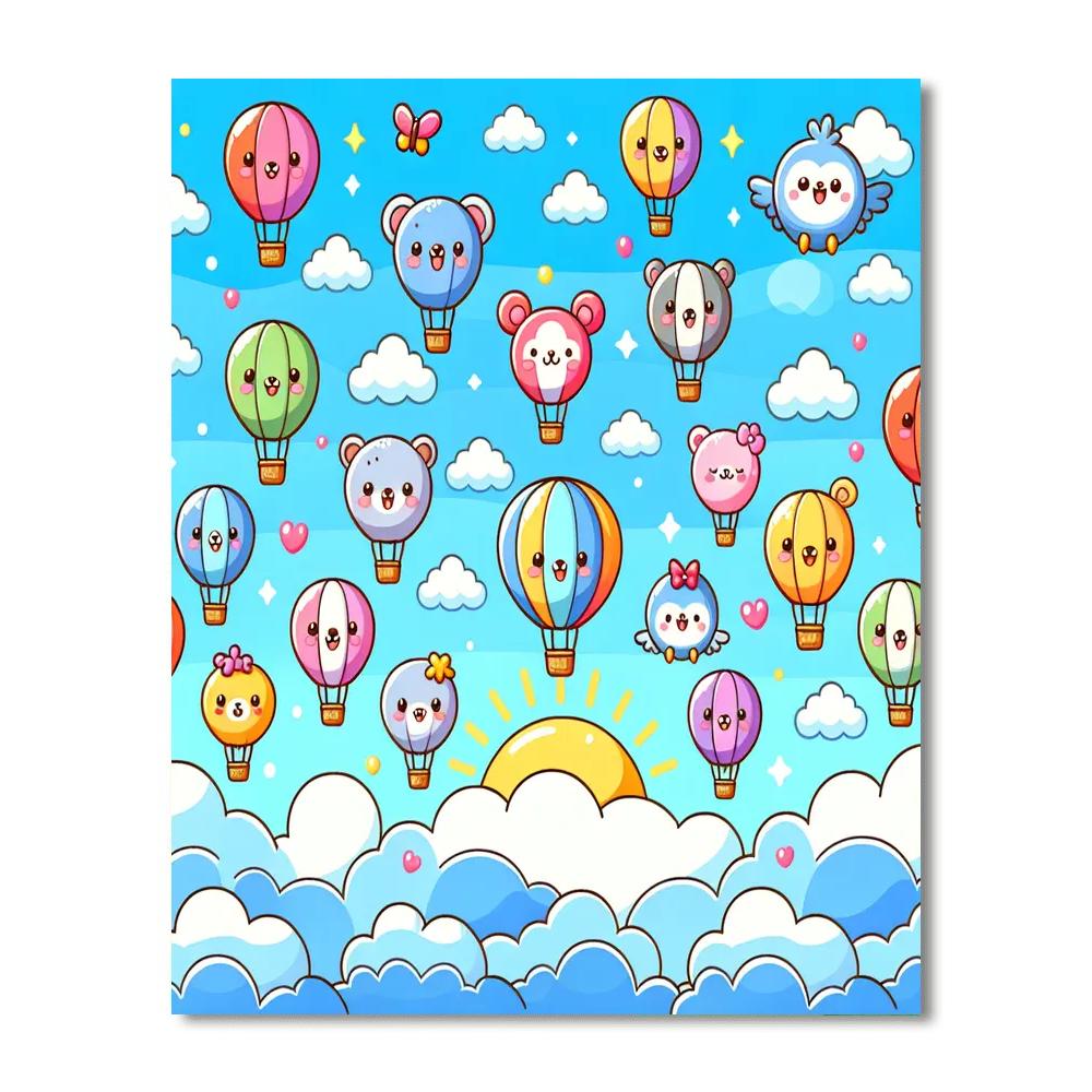 Adventurous Balloon Journey Paint By Numbers Art