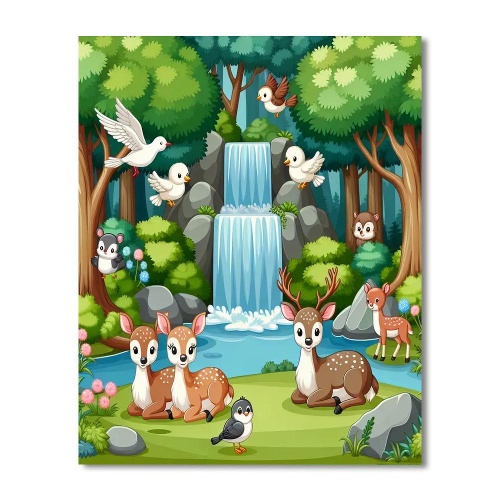 Woodland Waterfall Wonder Painting By Numbers Kit