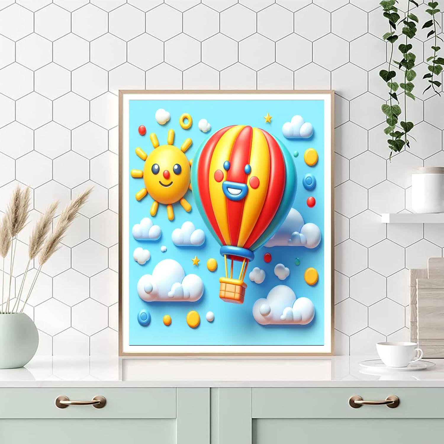 Cheerful Hot Air Balloon Paint By Numbers Art