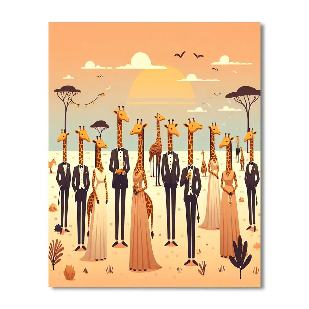 Grand Giraffe Gala Painting Number Kit