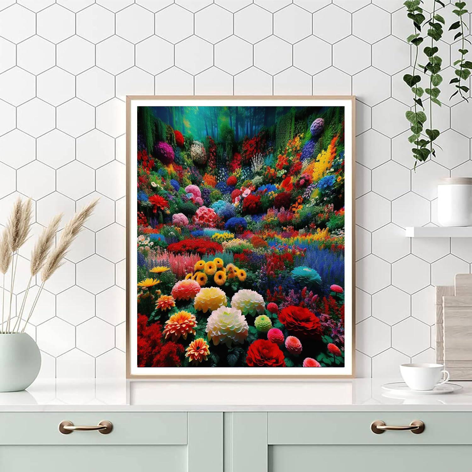 Vibrant Floral Fantasy Number Painting