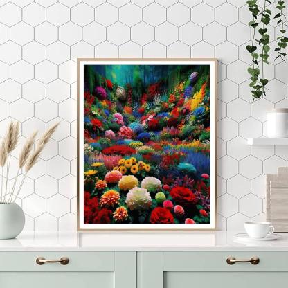 Vibrant Floral Fantasy Number Painting