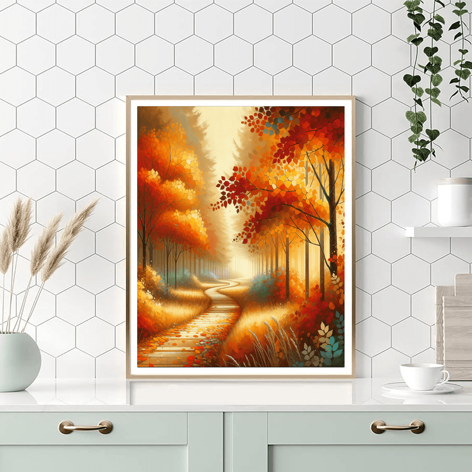 Peaceful Autumn Trail Paint By Numbers Art