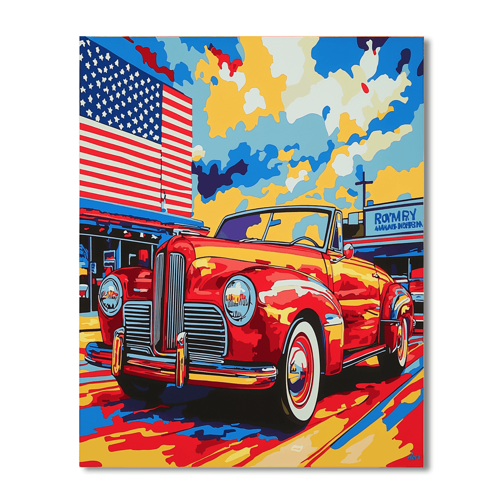 Roy Lichtenstein Inspired Retro Car Revival  Paint By Numbers Kits