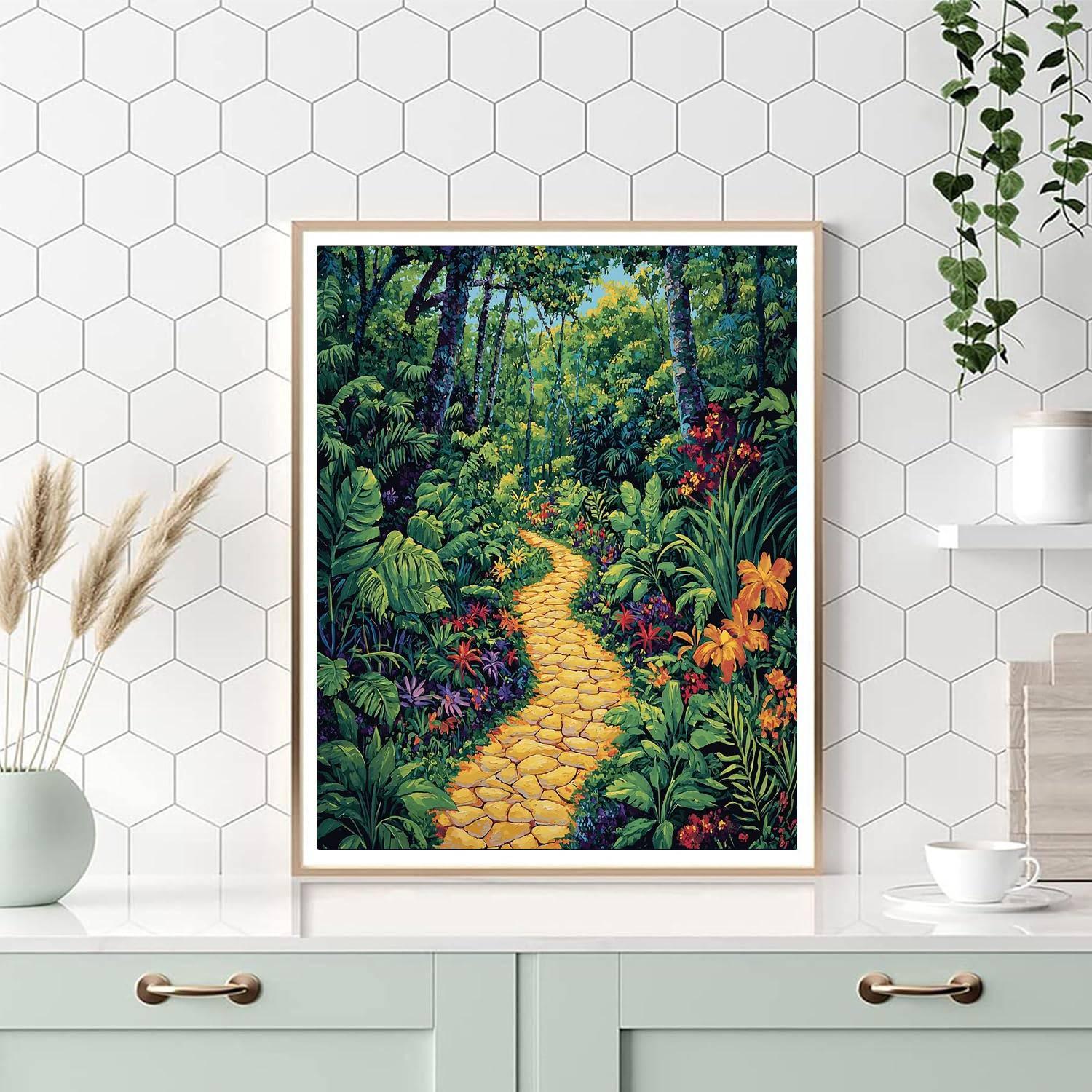 Rousseau Inspired Luminous Forest Path  Painting By Numbers Kit