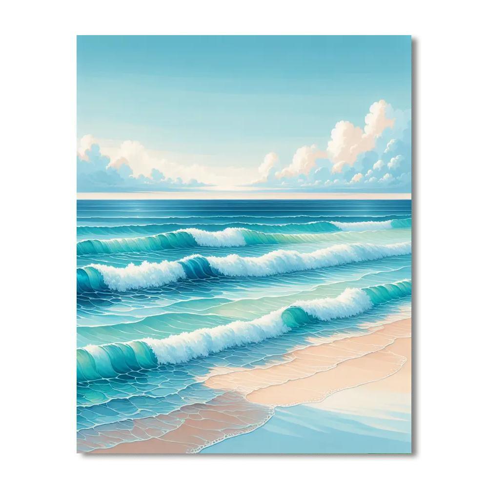 Dreamlike Ocean Waves Painting Number Kit