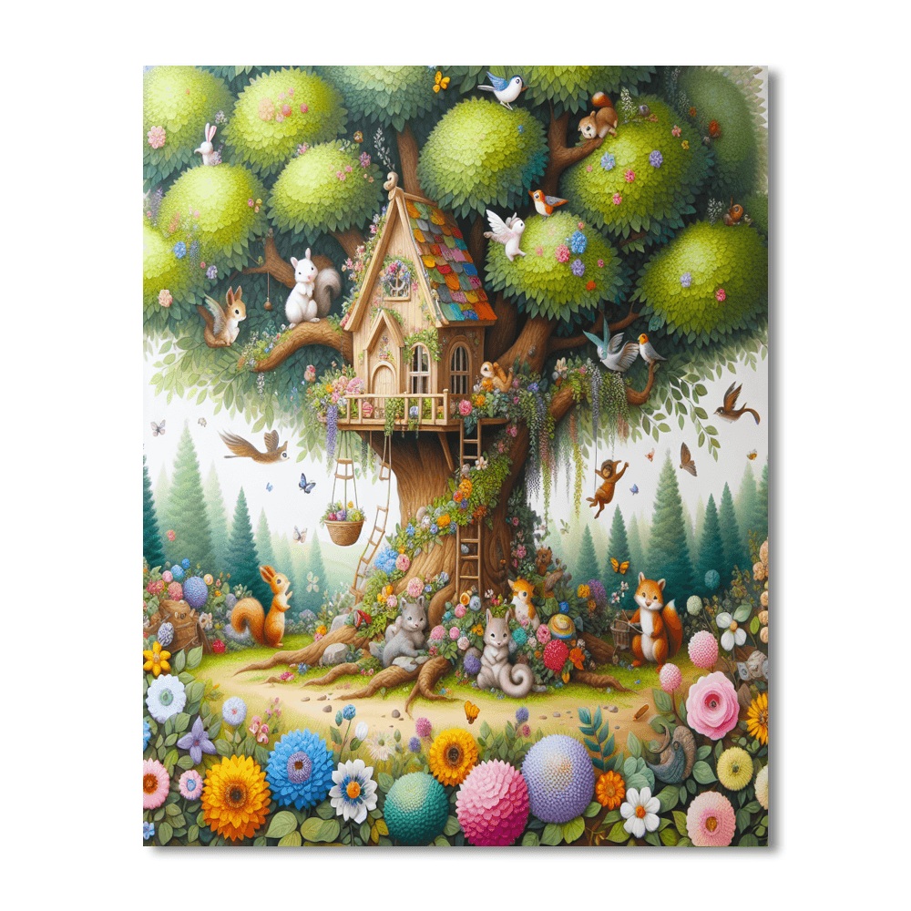 Whimsical Treehouse Adventures Paint By Numbers Art