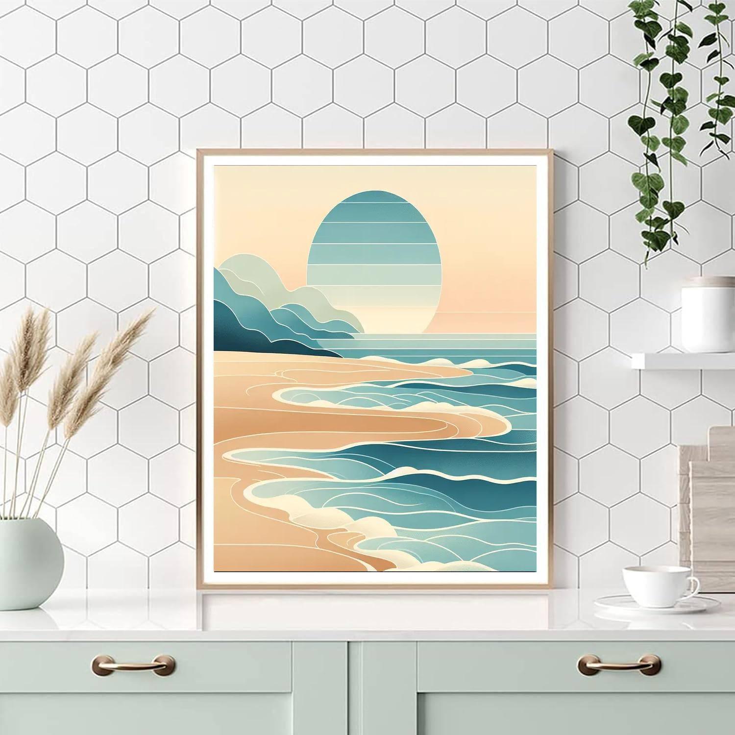 Glistening Ocean Shoreline Number Painting