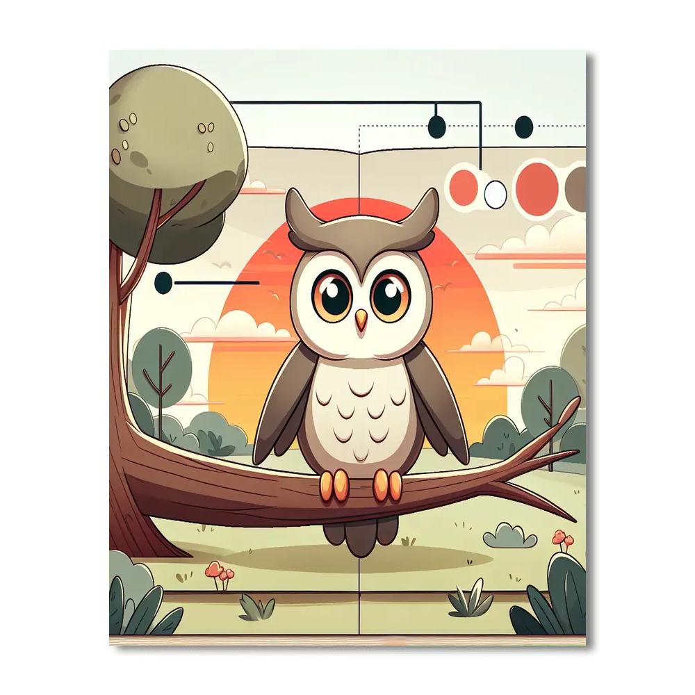 Wise Owl At Dusk Number Painting