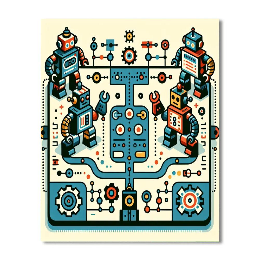 Robot Rumble Showdown Paint By Numbers Art