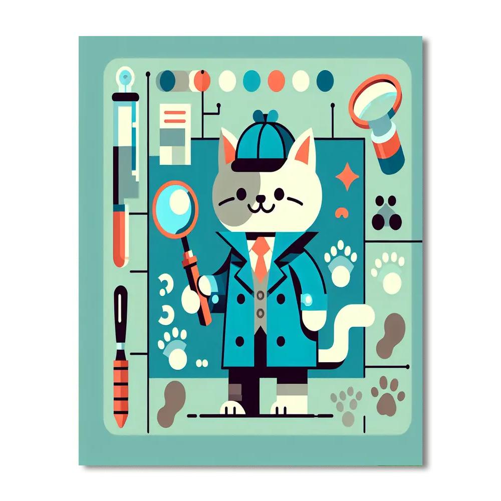 Clever Cat Detective Numbered Painting Kits