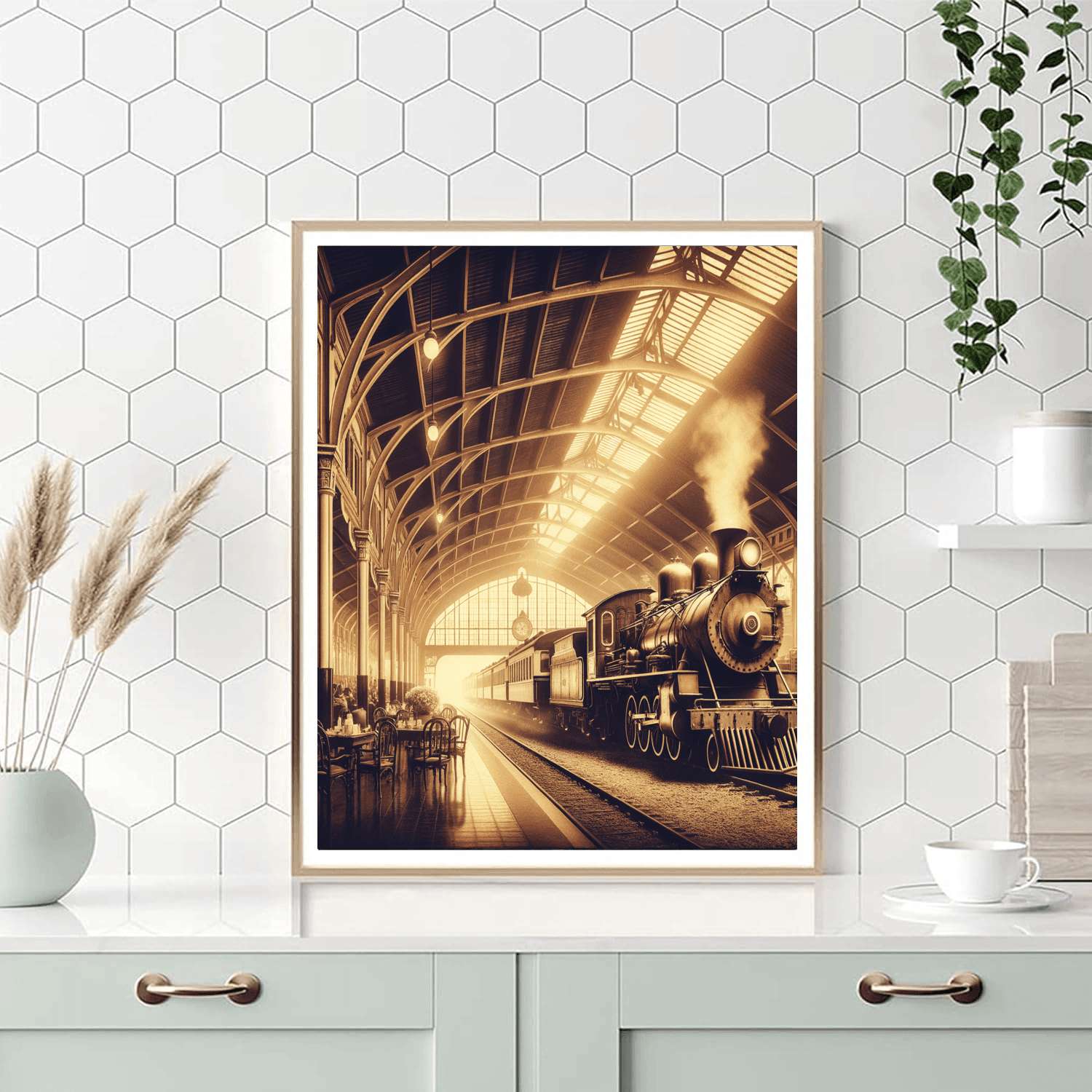 Retro Train Station DIY Paint By Numbers