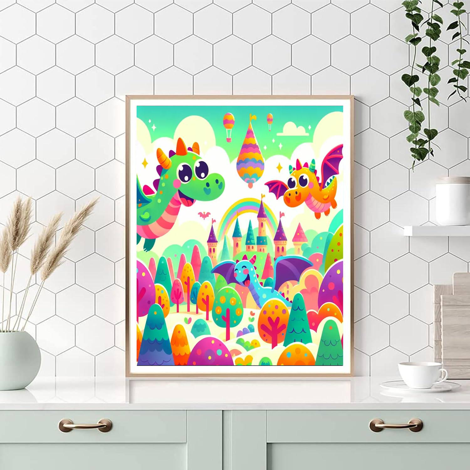 Enchanting Dragons Number Painting