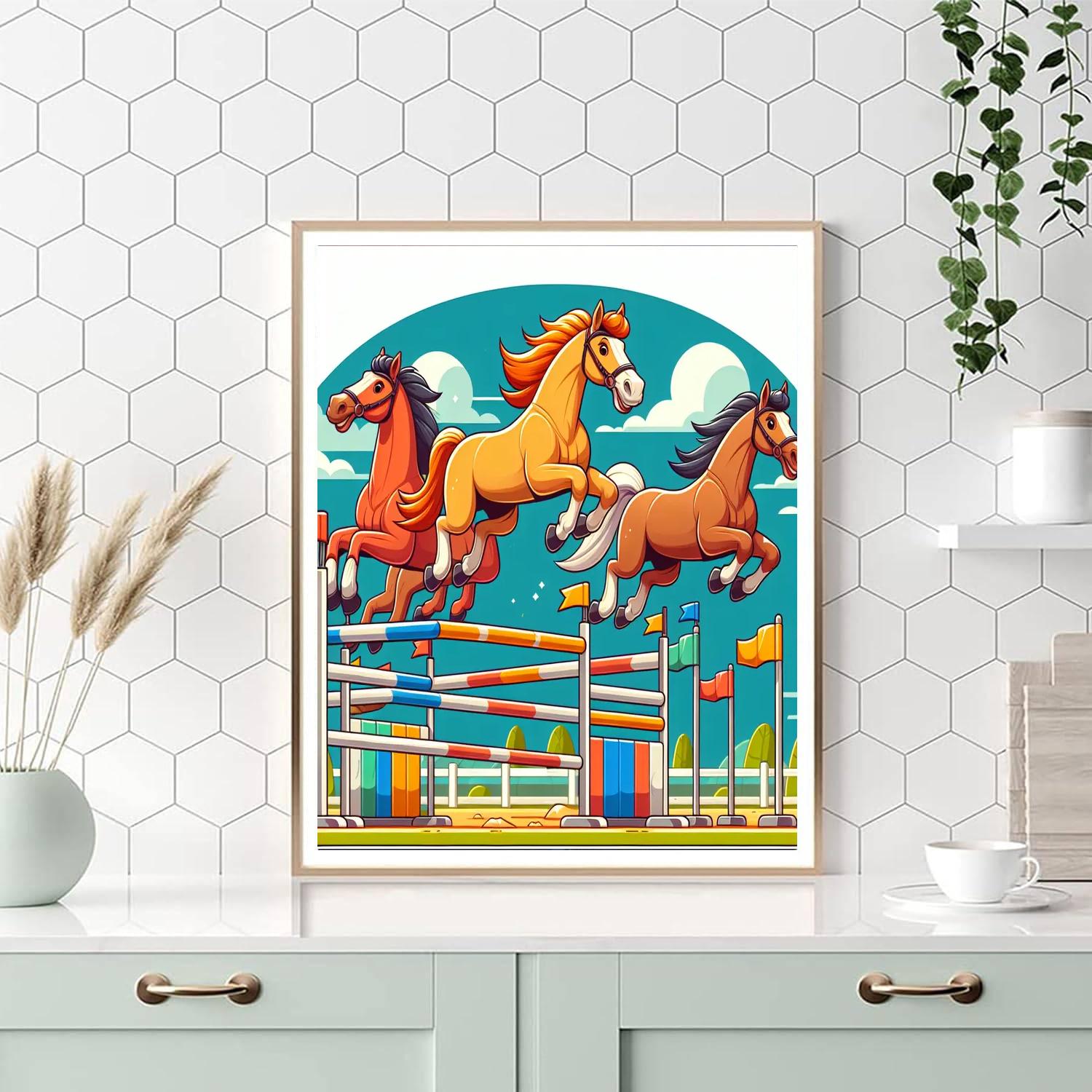 Energetic Equestrian Show Paint By Numbers Art