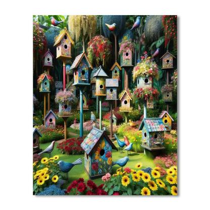 Charming Garden Birdhouses Painting By Numbers Kit