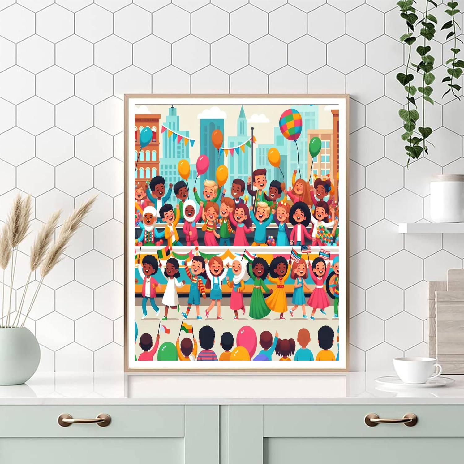 Lively City Parade Painting By Numbers Kit