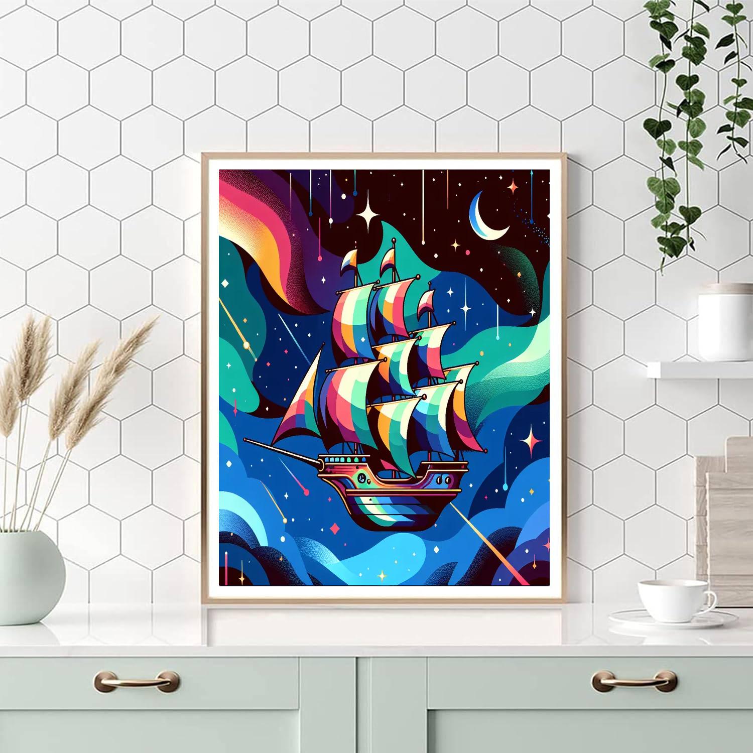 Galactic Pirate Ship Painting By Numbers Kit