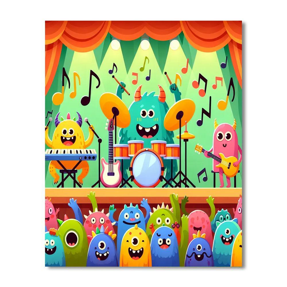 Funky Monster Rock Band Paint By Numbers Art