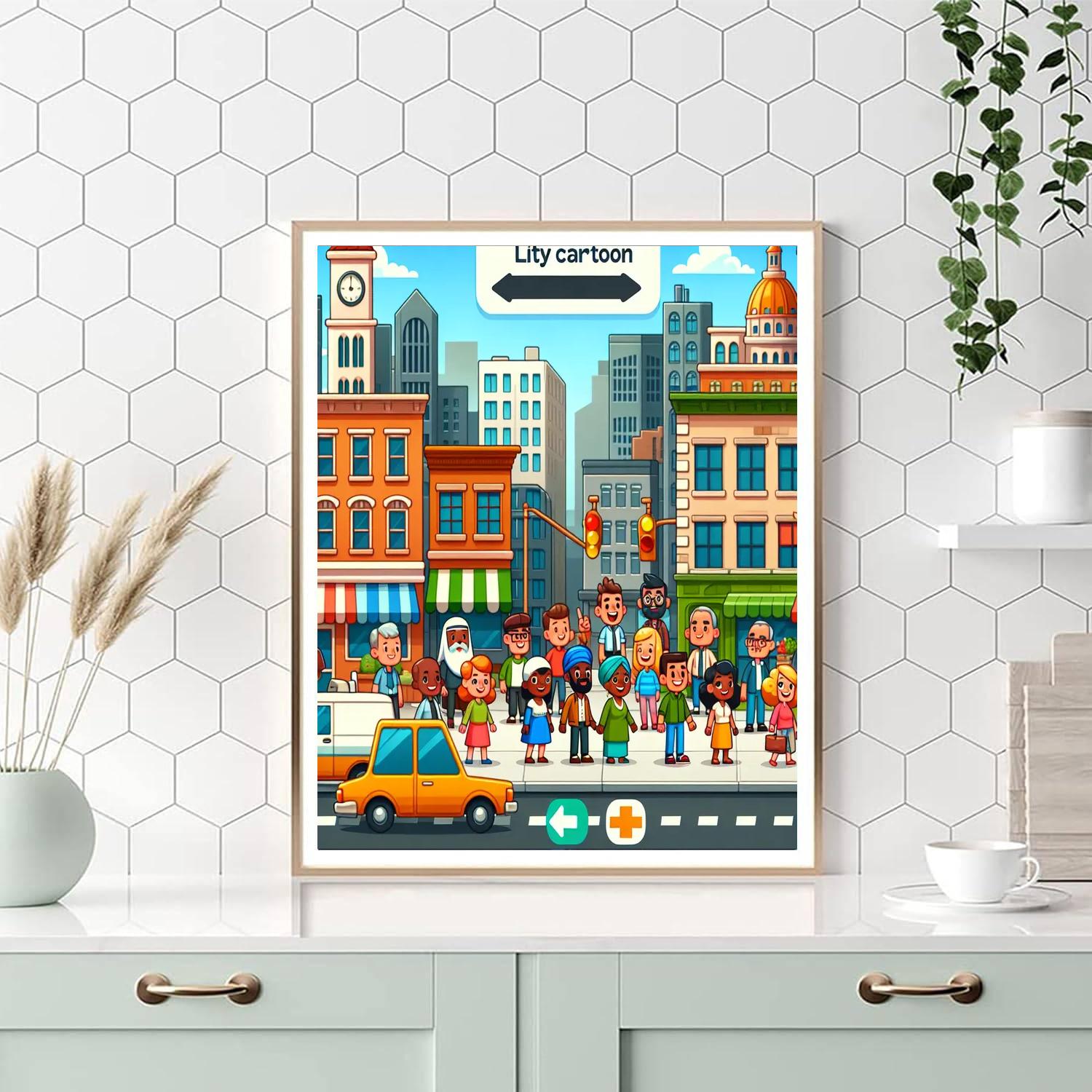 Busy City Streetscape Paint By Numbers