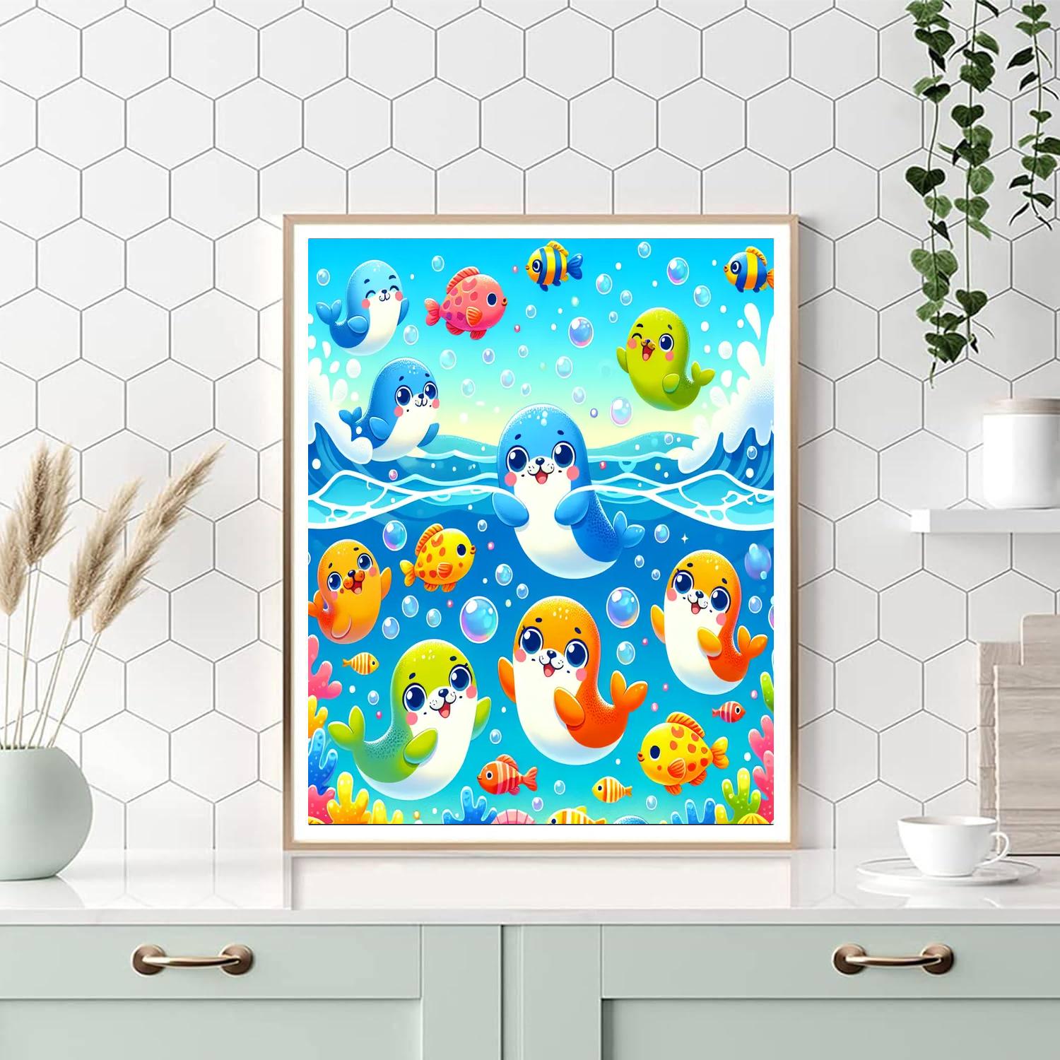 Playful Seal Friends Numbered Painting Kits