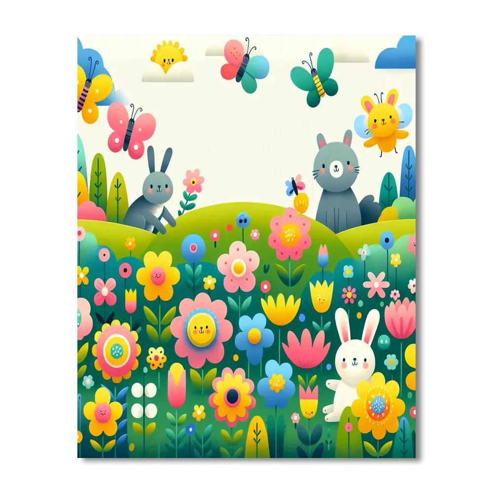 Enchanted Flower Field Paint By Numbers Art