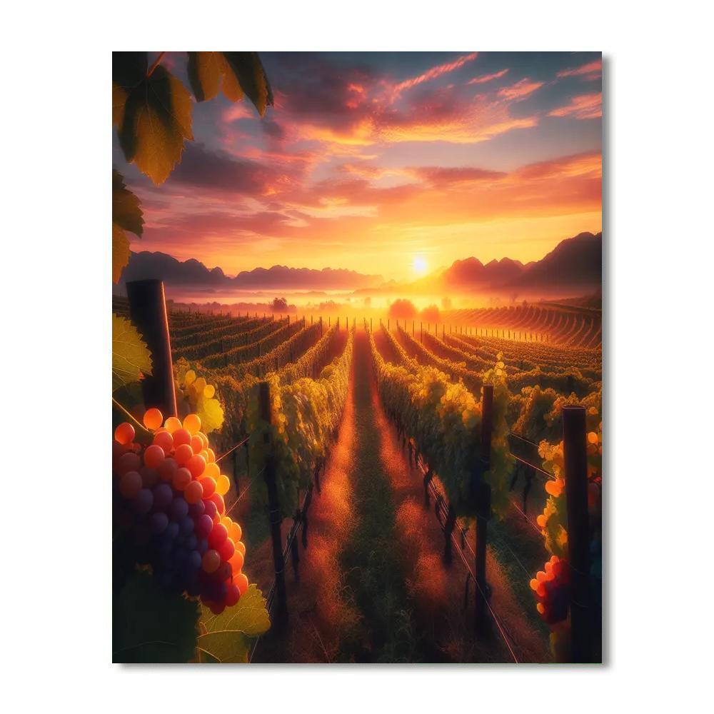 Sunrise Over Vineyard Paint By Numbers Art