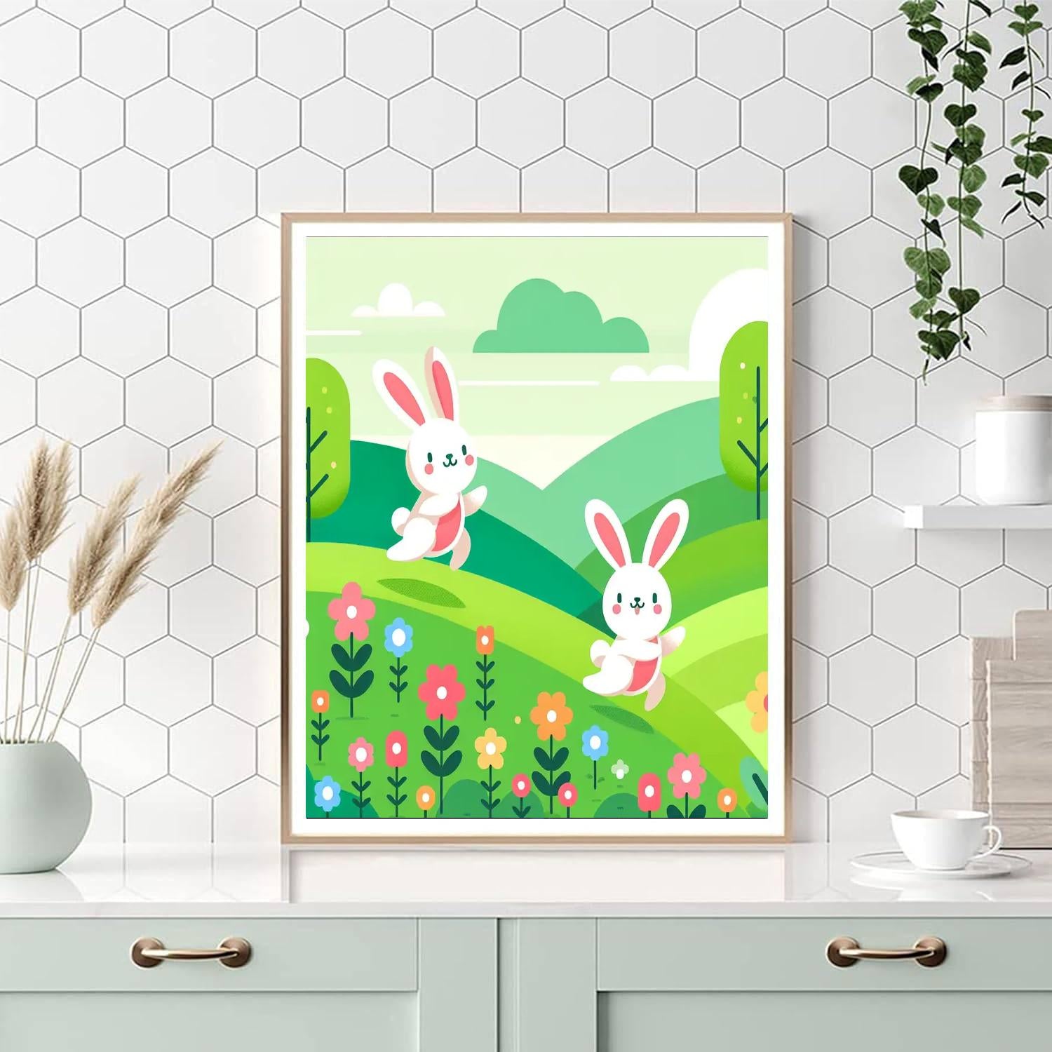 Bouncing Bunny Hill Painting Number Kit