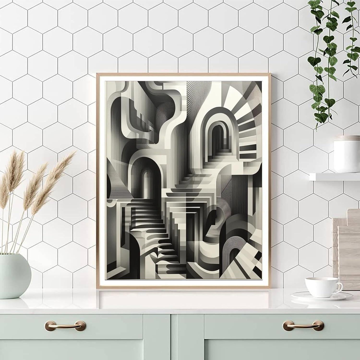 M.C. Escher Inspired Challenging Perceptions  Numbered Painting Kits