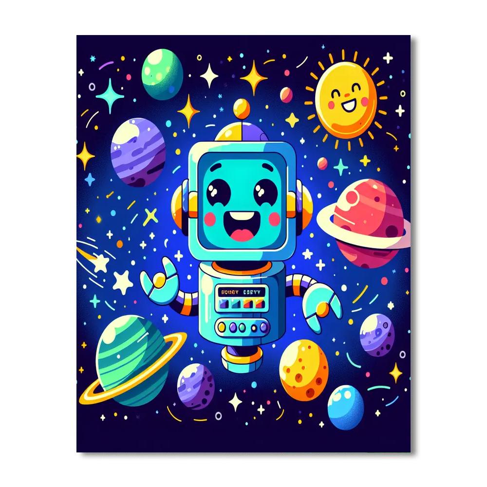 Adventurous Space Robot Number Painting
