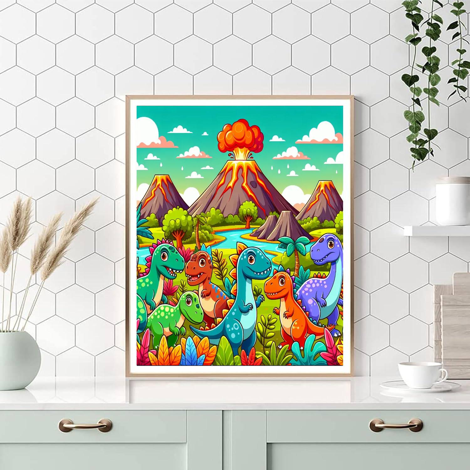Dinosaurs Roaming Free Painting Number Kit