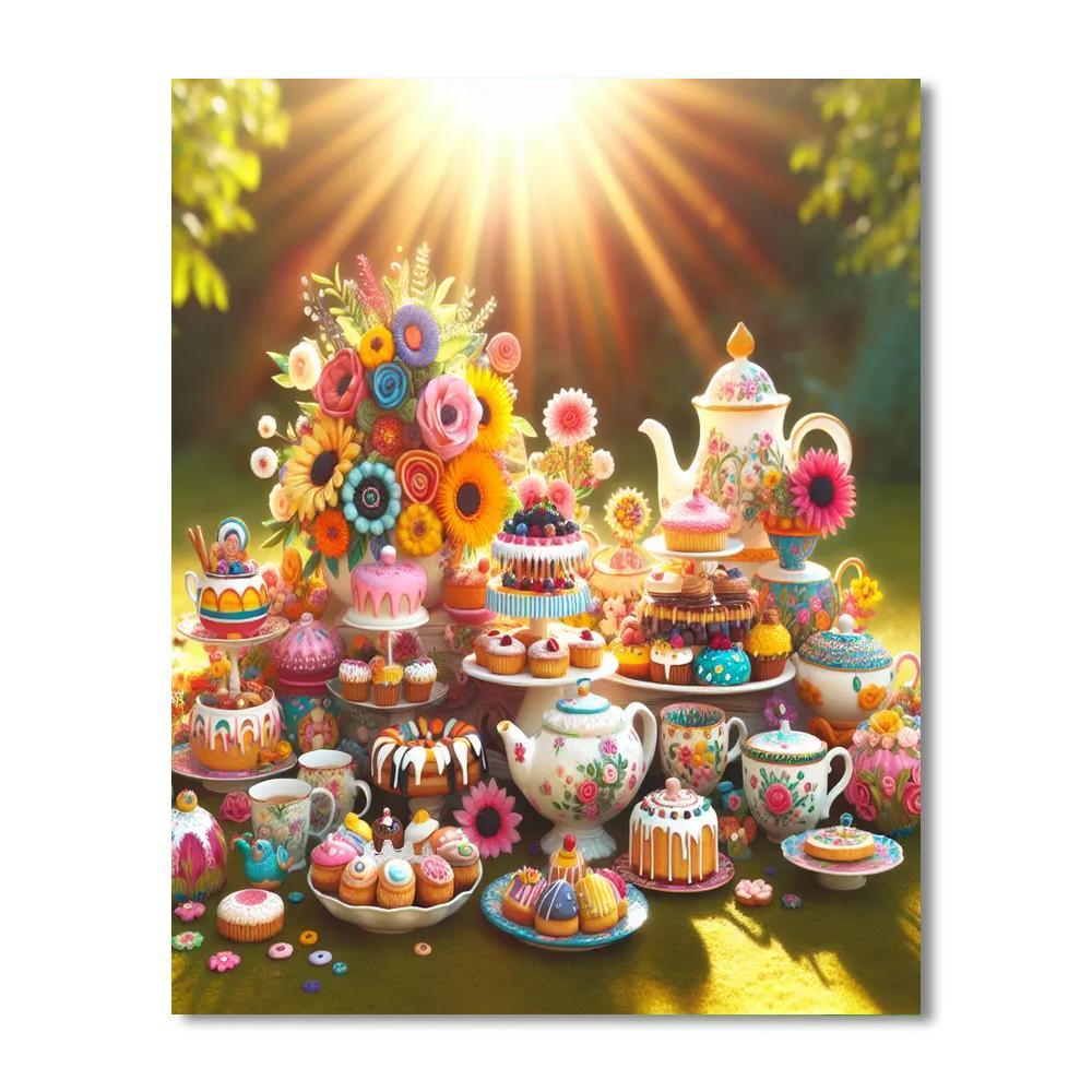 Charming Vintage Tea Party Numbered Painting Kits