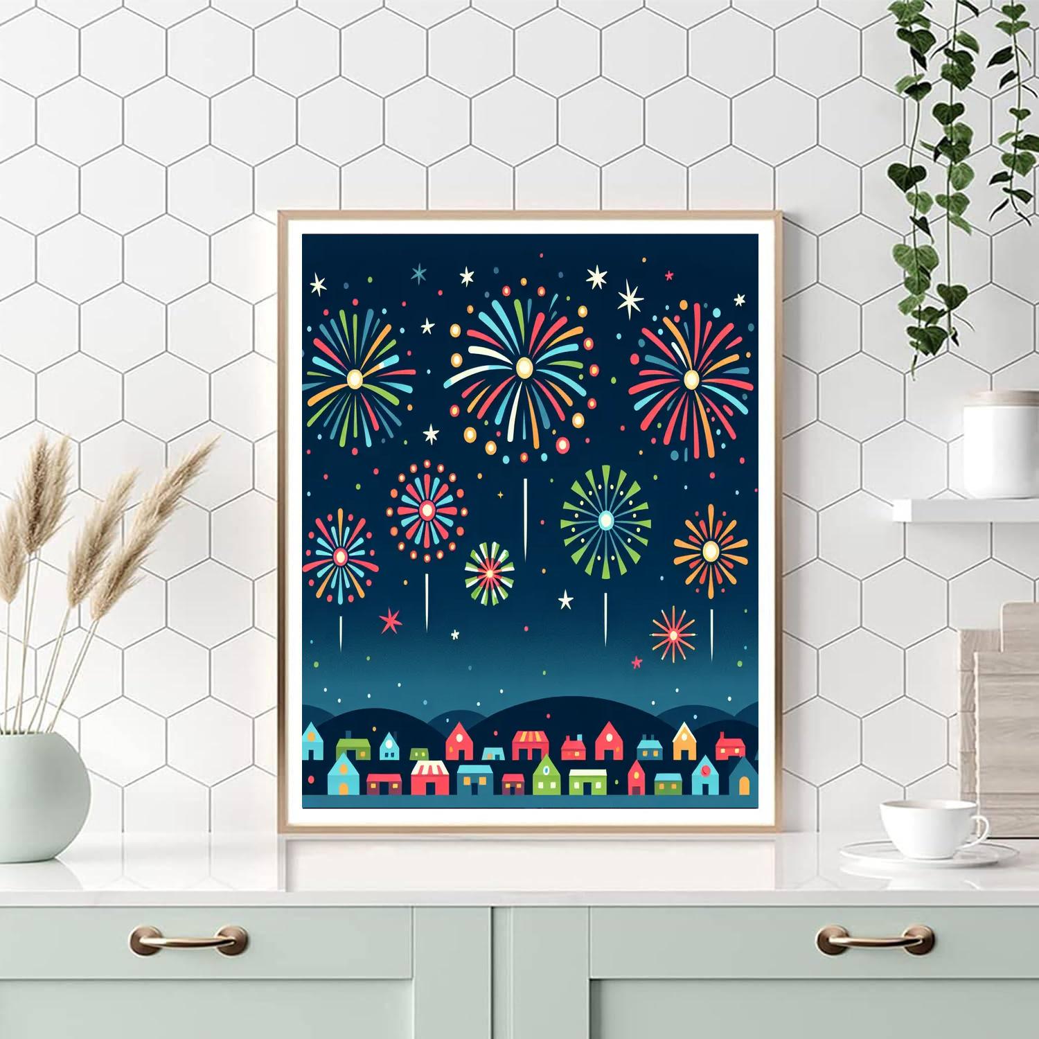Funky Firework Fiesta Number Painting