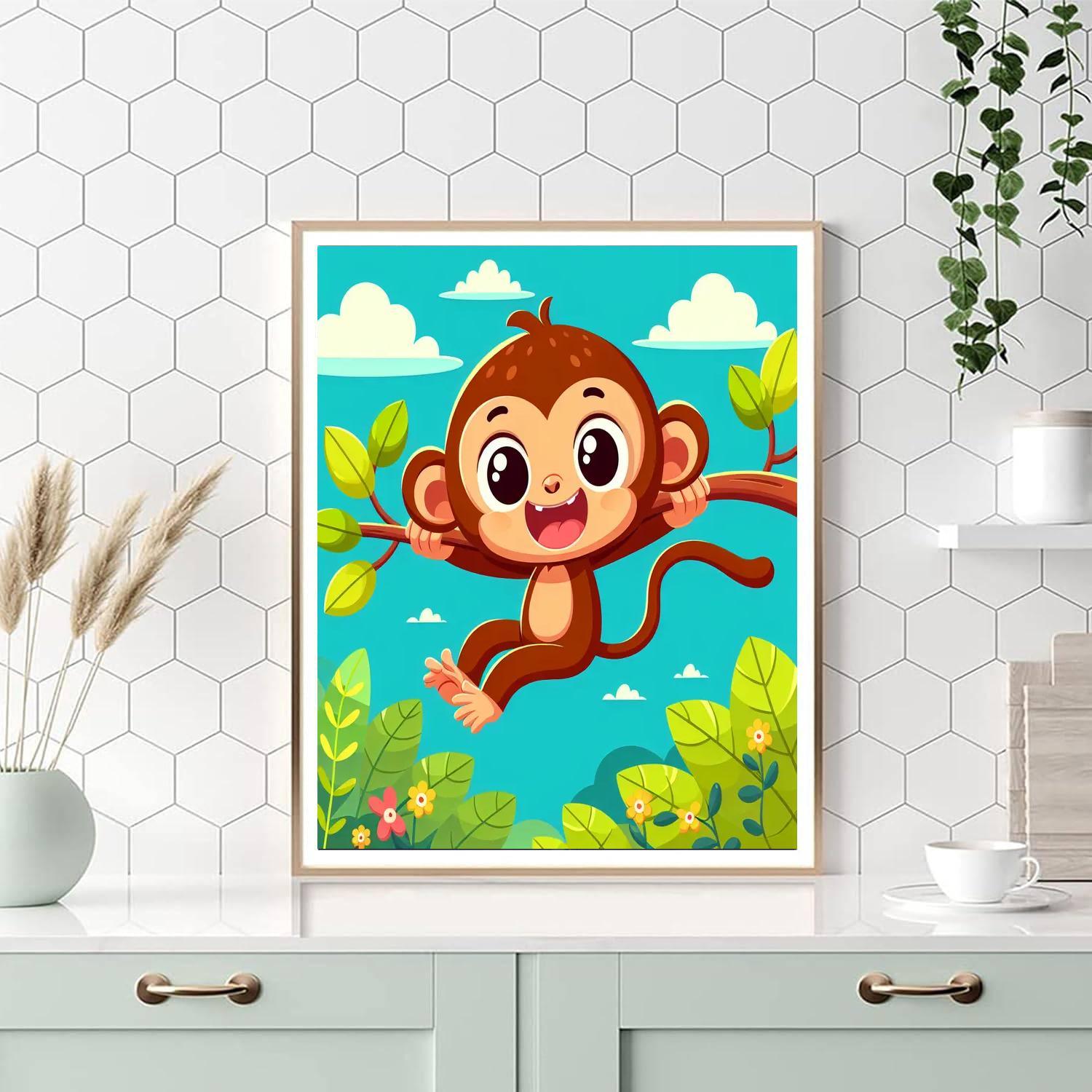 Playful Monkey Swinging Paint By Number