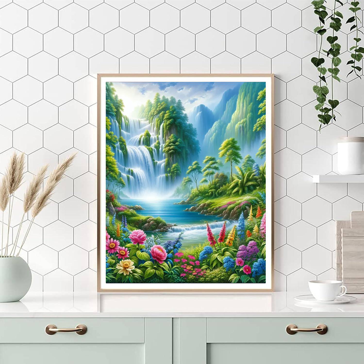 Cascading Waterfall Retreat DIY Paint By Numbers