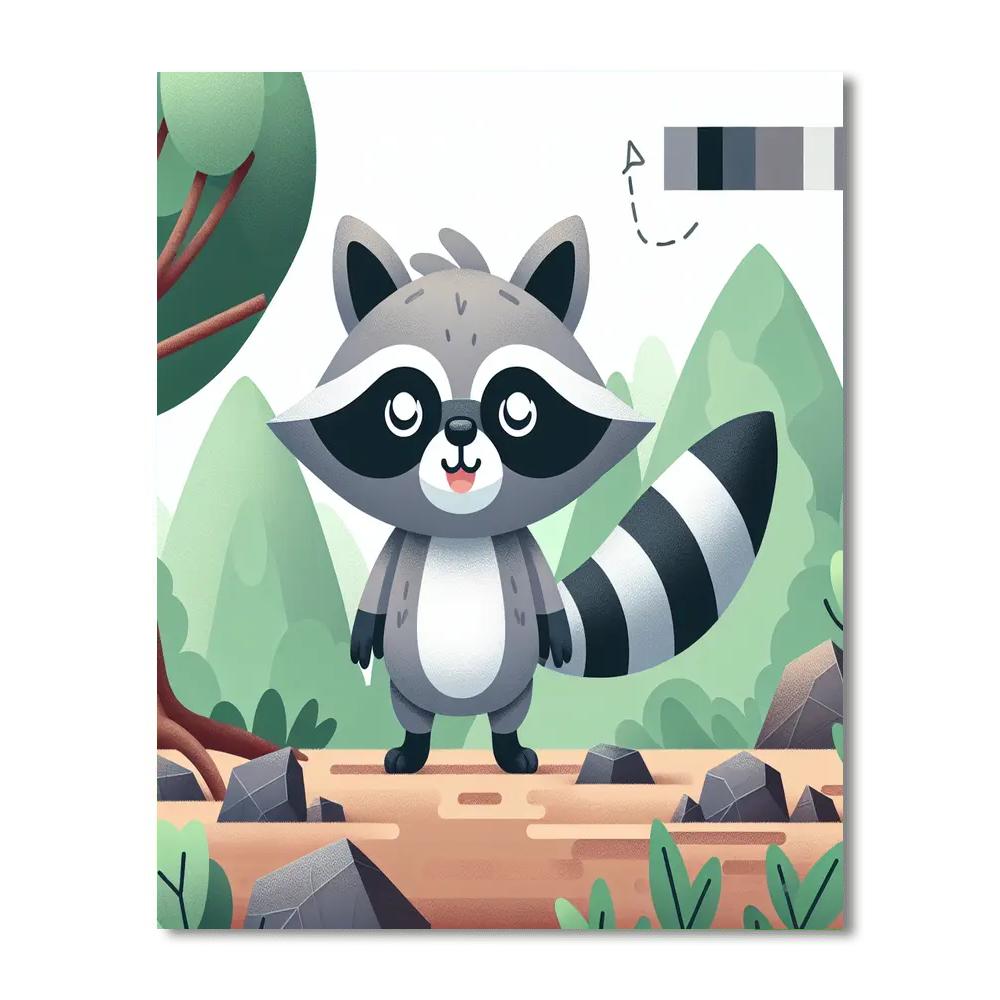 Comparing Number Racoon Craft Raccoon's Treasure Hunt - DIY Painting By Numbers Kit – Artistry Rack