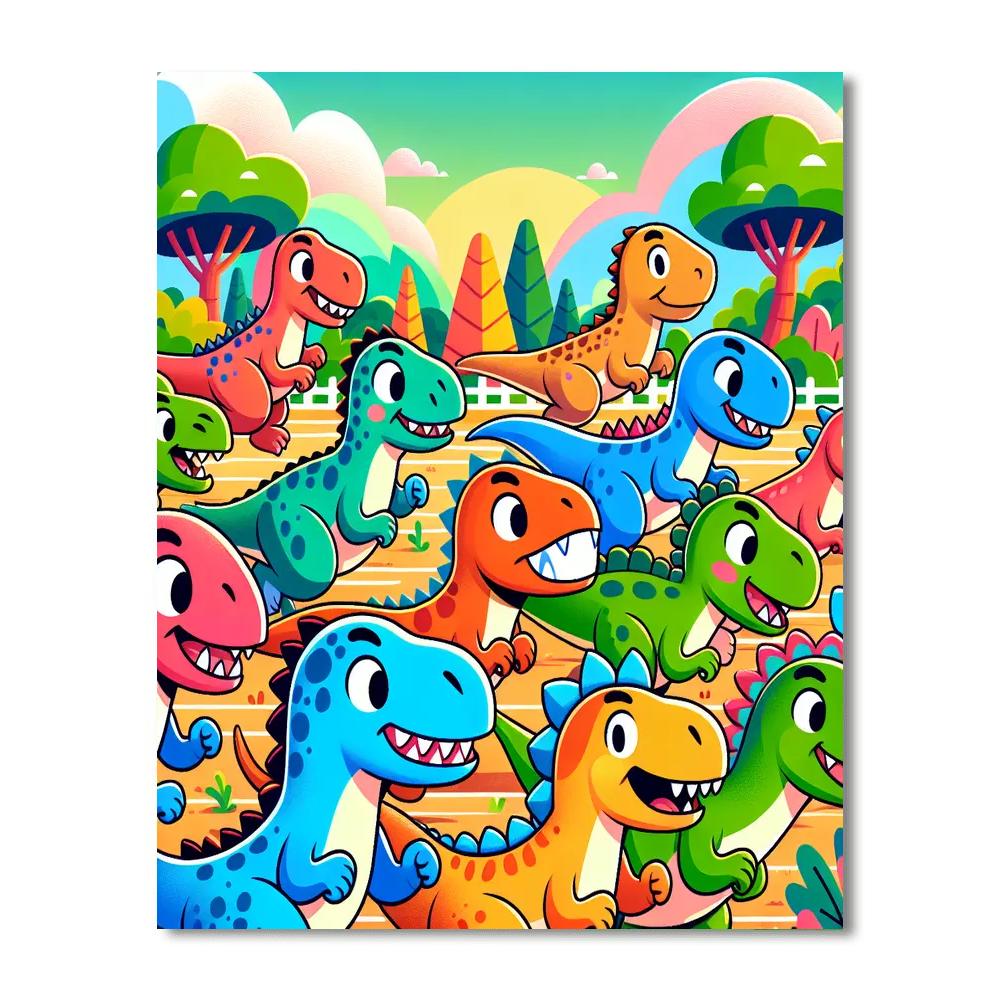 Dynamic Dino Rally Painting By Numbers Kit